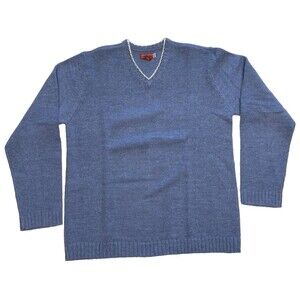 Vintage Guess Blue Pullover V-Neck Acrylic Alpaca Wool Sweater Medium Thailand